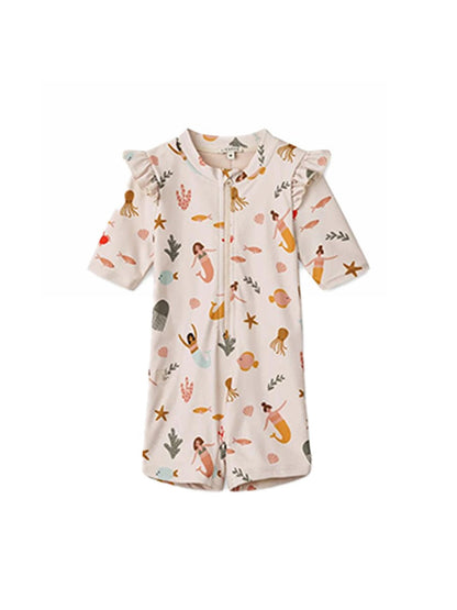 ベビー用水着 Flying sleeve swimsuit mermaid [swimsuit + swimming cap] / 80 ガールズ水着 半袖つなぎスイムウェア ラッシュガード【mh0009348】