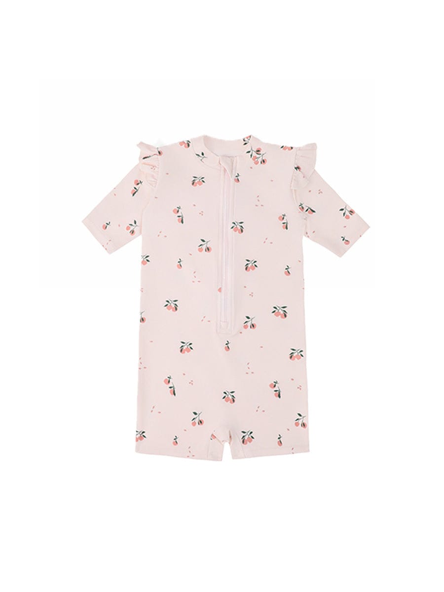 ベビー用水着 Flying sleeve swimsuit powder fruit [swimsuit + swimming cap] / 80 ガールズ水着 半袖つなぎスイムウェア ラッシュガード【mh0009348】