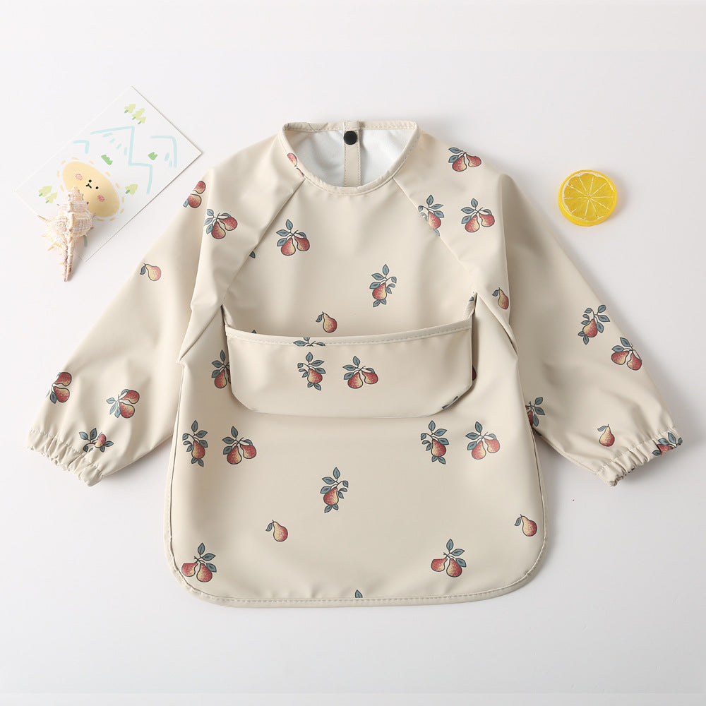 よだれかけ fragrant pear / S Long Sleeve PU Waterproof Bib 長袖 PU 防水 お食事エプロン【mh0012236】