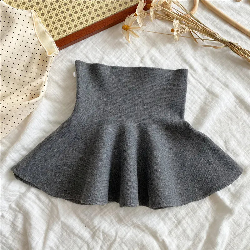スカート Full Skirt gray / 80-90cm 1T-2T キッズスカート ハイウェストプリーツ/Aラインニットミニスカート【mh0008054】