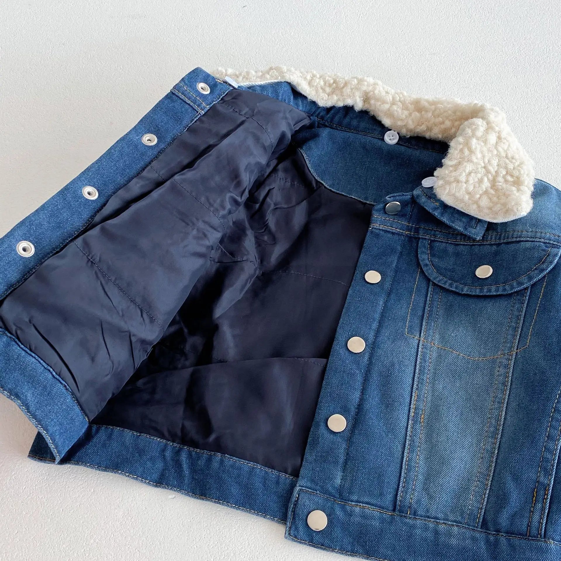 ショートコート・ジャケット・ジャンパー キッズアウター ボアフリース襟パデッドデニムジャケットGジャン【mh0008369】