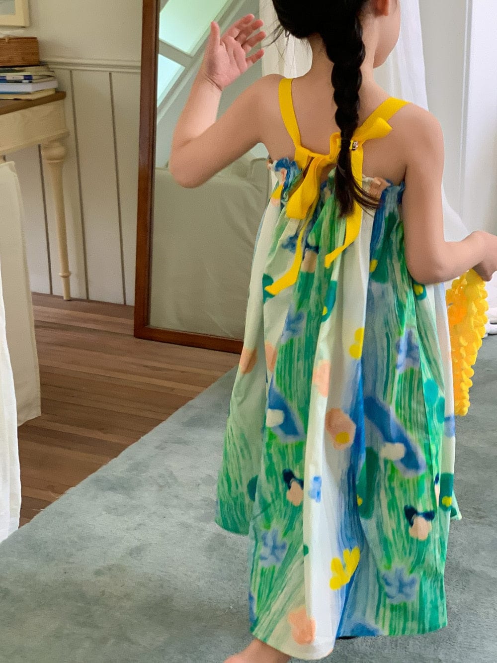 ノースリーブワンピース girl dress / 24M/90cm キッズ カラフル ボーイズ 半袖 シャツ ガールズ キャミソール ワンピース ブルー リンク 兄弟 姉妹 お揃い コーデ 5958C