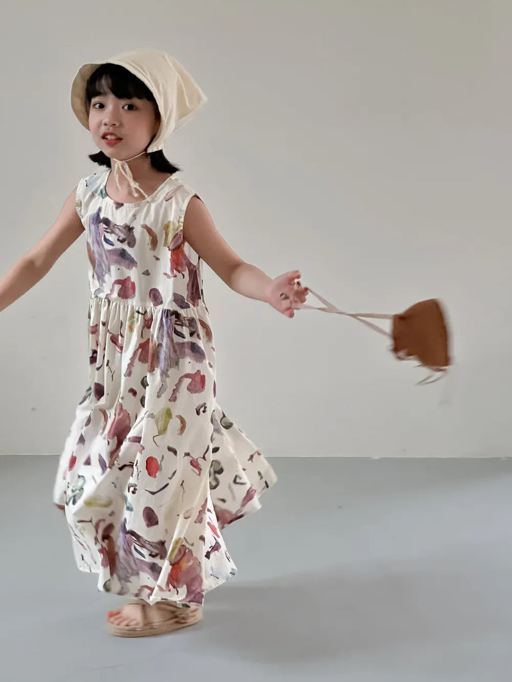 半袖セットアップ girl dress / 90cm 1-2y キッズトップス/ワンピース ボーイズ半袖シャツ/ガールズノースリーブワンピース プリント柄 リンクコーデ 兄弟姉妹 お揃いコーデ