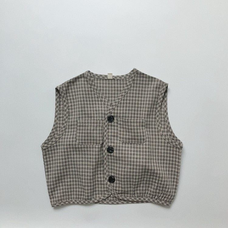 ベスト Gray / 12M/80cm キッズ チェック ベスト グレー ブラック ボーイズ