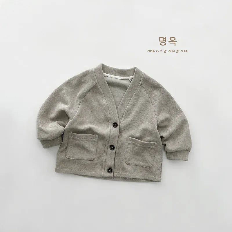 カーディガン・パーカー gray / 12M  80cm / 取り寄せ（7〜21日） キッズカーディガン シンプルベーシック Vネックカーディガンジャケット 2カラー