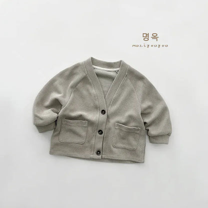 カーディガン・パーカー gray / 12M  80cm / 取り寄せ（7〜21日） キッズカーディガン シンプルベーシック Vネックカーディガンジャケット 2カラー