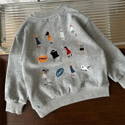 トレーナー・フーディ Gray / 12M  80CM キッズトップス バック刺繍長袖スウェットシャツ【mh0008034】