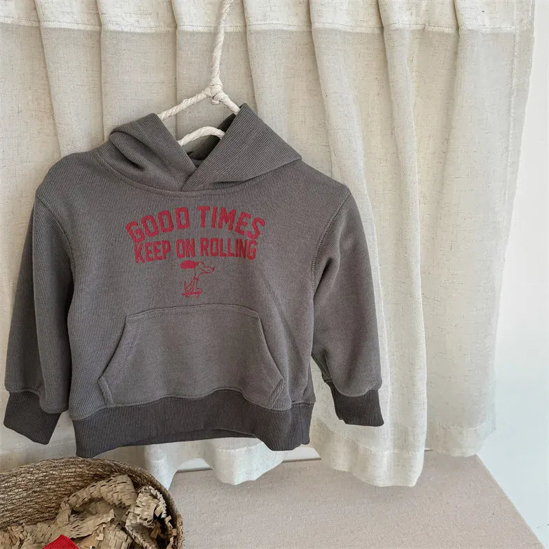 トレーナー・フーディ gray / 12M  80CM キッズトップス フーディスウェットシャツ パーカーTシャツ フード付きレターロゴプリント 2カラー