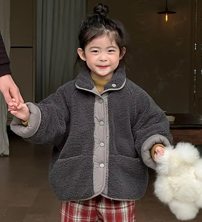 ショートコート・ジャケット・ジャンパー Gray / 24M  90CM キッズジャケット 裏ボアフリースキルティングリバーシブルブルゾンジャケットコート【mh0007999】