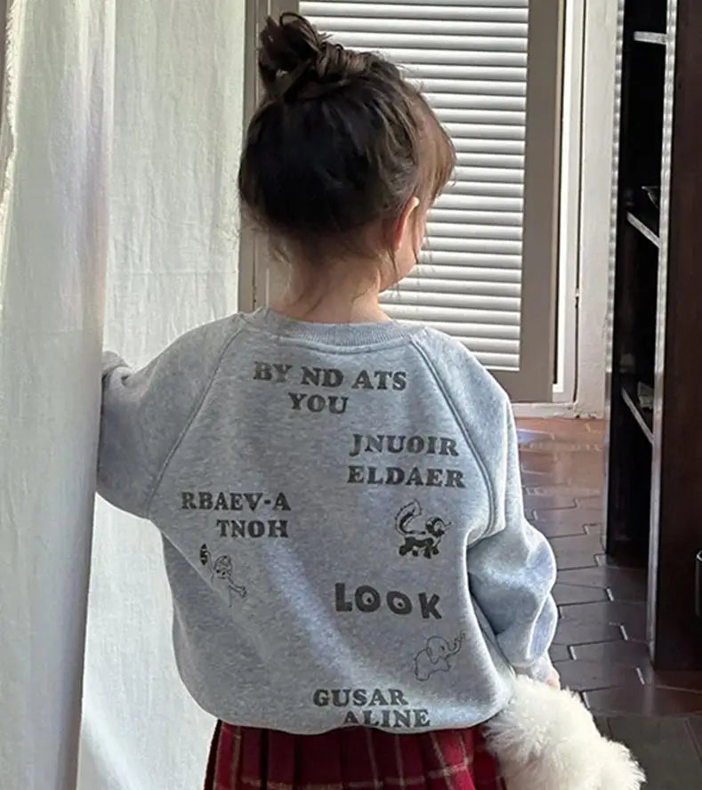 トレーナー・フーディ Gray / 24M  90CM キッズトップス レターロゴプリント長袖スウェットトレーナー【mh0008240】