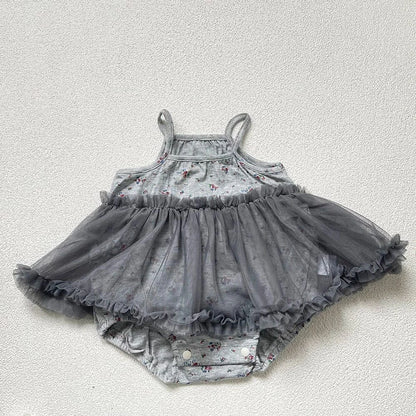 ノースリーブロンパース Gray / 3-6M 66cm ベビーロンパース キャミソール チュールスカートドッキングボディスーツ サマードレス【mh0005657】