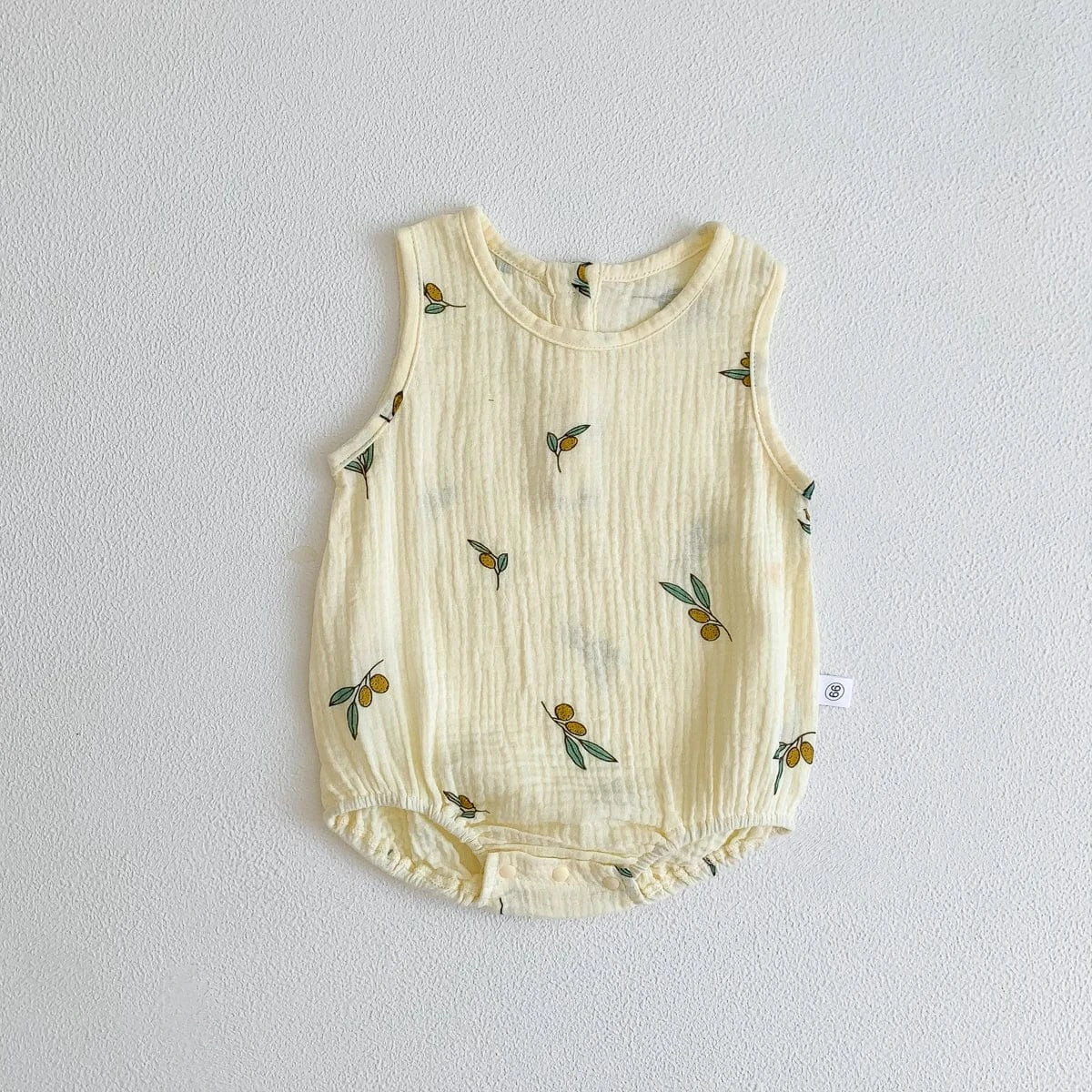 ノースリーブロンパース Gray / 3M 66cm ベビーロンパース ノースリーブボディスーツ 月ムーン/洋梨/オリーブ/水玉ドットプリント【mh0005689】