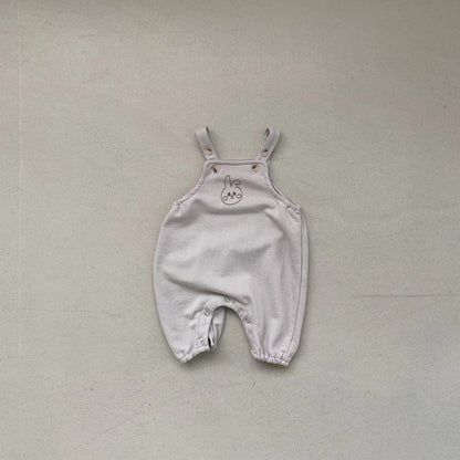 長袖セットアップ gray / 6M  66CM ベビートップス/ジャンプスーツ ボーダー長袖Tシャツ/うさぎオーバーオールロンパース【mh0006801】