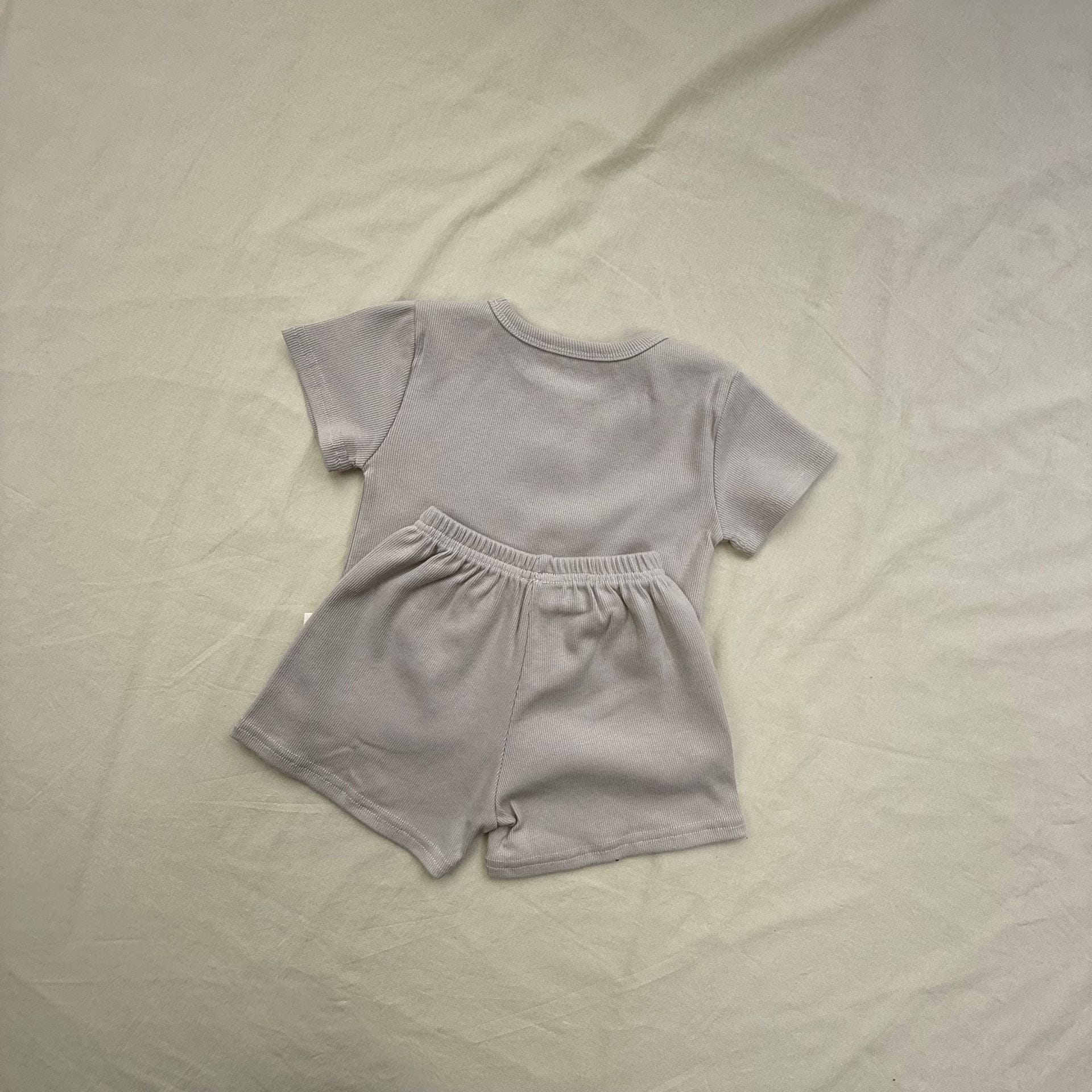 半袖セットアップ Gray / 73cm シンプルデイリー半袖Tシャツ+ショートパンツセットアップ 2点セット【mh0009435】