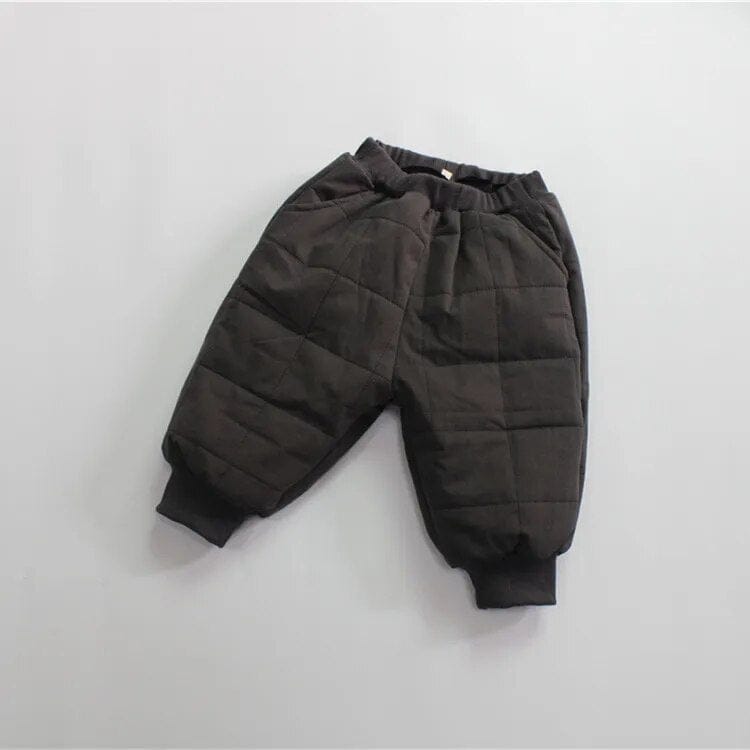ロングパンツ・スウェットパンツ Gray / 80cm / 取り寄せ（7〜21日） キッズパンツ キルティング 裏フリース 防寒 アウターパンツ グレー カーキ 2カラー ユニセックス 男の子 女の子 子供服