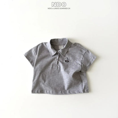 半袖シャツ・ブラウス Gray / 9M  73CM ベビートップス 半袖ポロシャツ ヨット刺繍ワンポイント 2カラー【mh0006295】