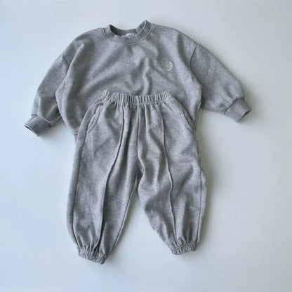 長袖セットアップ Gray / 9M  73CM ベビーセットアップ 2点セット ロゴワンポイント長袖スウェットシャツ+ロングスウェットパンツ【mh0008762】