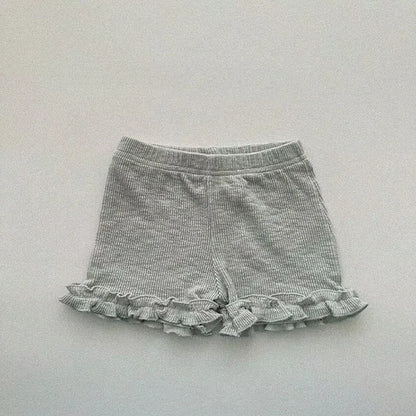 ハーフパンツ・ショートパンツ Gray / 9M 73cm ベビーパンツ ショートレギンス フリル フラワー花柄プリント/無地 3カラー【mh0005897】