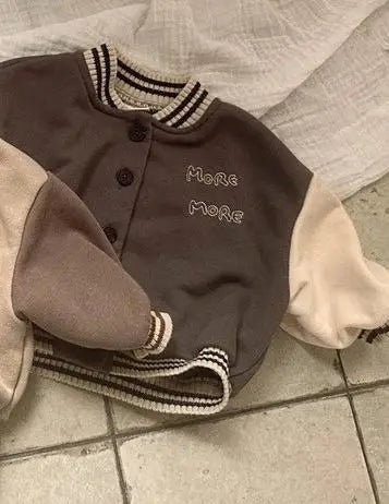 ショートコート・ジャケット・ジャンパー gray apricot / 9M  73CM ベビーアウター レターロゴスタジアムジャンパーブルゾン【mh0008277】