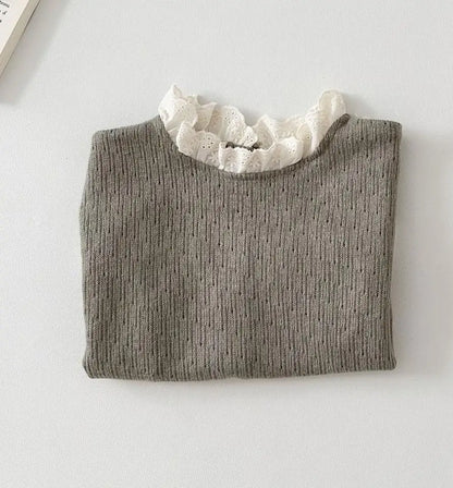 ベスト gray green / 6M  66cm ベビートップス レースフリル ノースリーブベストブラウス 2カラー