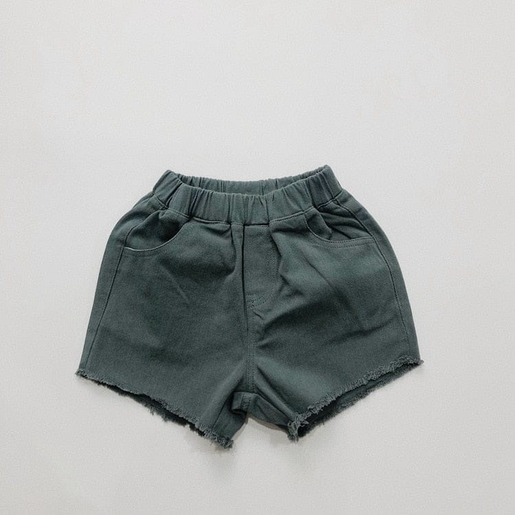 ハーフパンツ・ショートパンツ green / 12M/80cm キッズ シンプル ベーシック 切りっぱなし ルーズ サマー ショートパンツ 6カラー ユニセックス