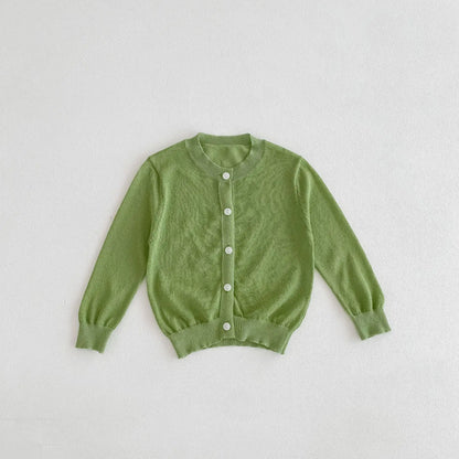 カーディガン・パーカー green / 12M  80cm / 取り寄せ（7〜21日） キッズカーディガン サマーカーディガンジャケット 薄手 シンプルベーシック 日除け クーラー冷房対策 5カラー