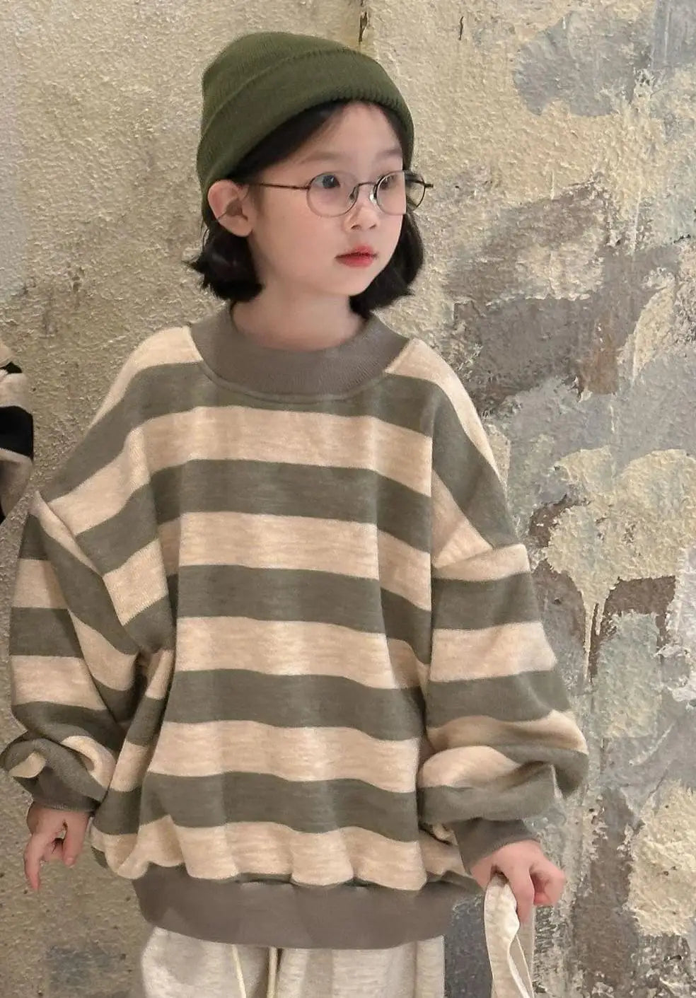 トレーナー・フーディ Green / 12M  80CM キッズトップス ボーダービッグシルエット長袖スウェットシャツ【mh0008239】