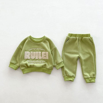 長袖セットアップ green / 66cm ベビー セットアップ スウェットトレーナー パンツ 刺繍レターロゴ グリーン ボーイズ 男の子