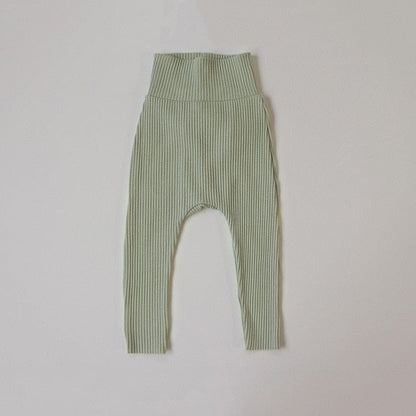 レギンスパンツ green / 66cm ベビー リブ ハイウェスト レギンス パンツ ユニセックス 2649A