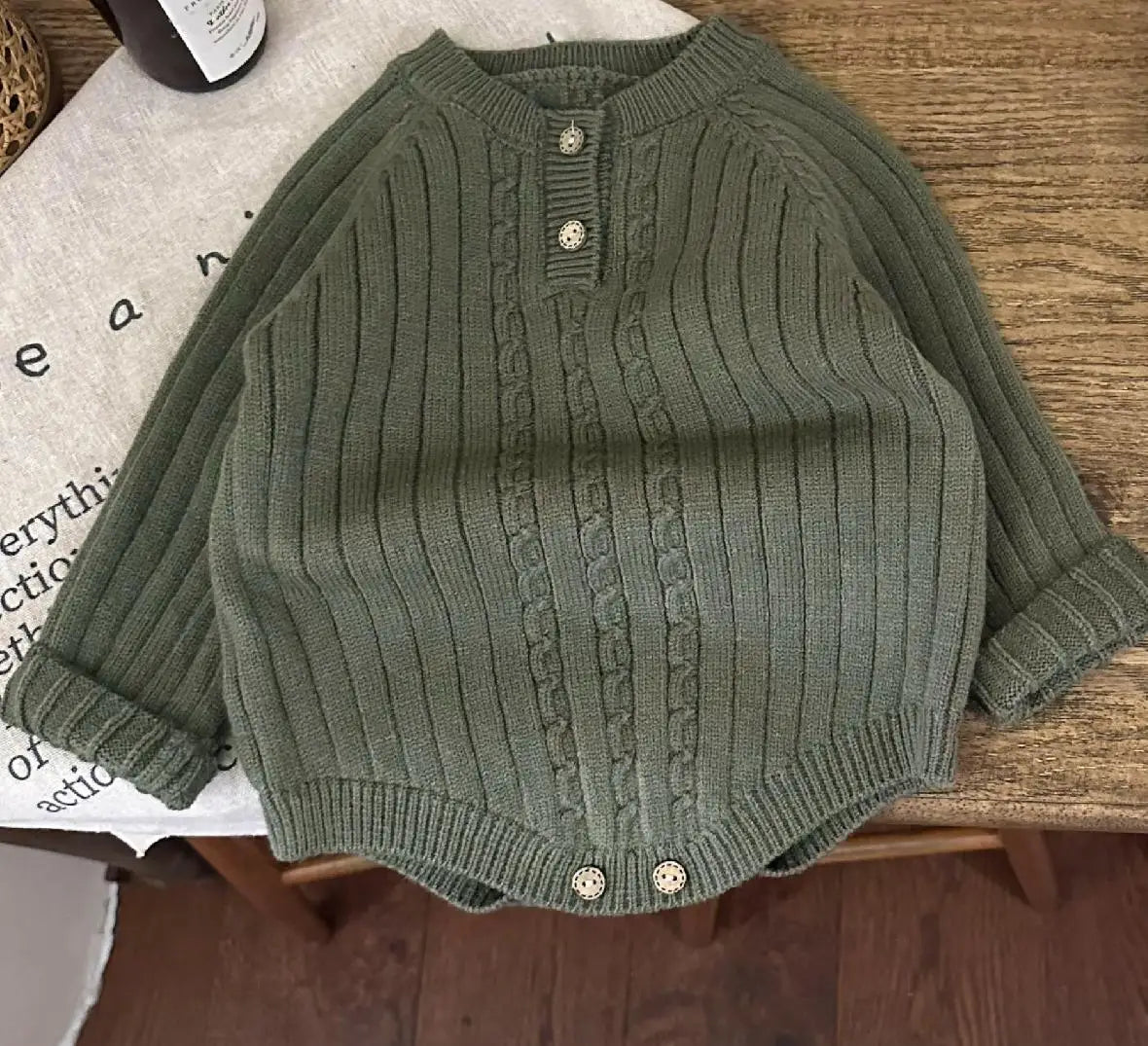 長袖ロンパース Green / 6M  66CM ベビーロンパース 長袖セーターボディスーツ 3カラー【mh0004402】