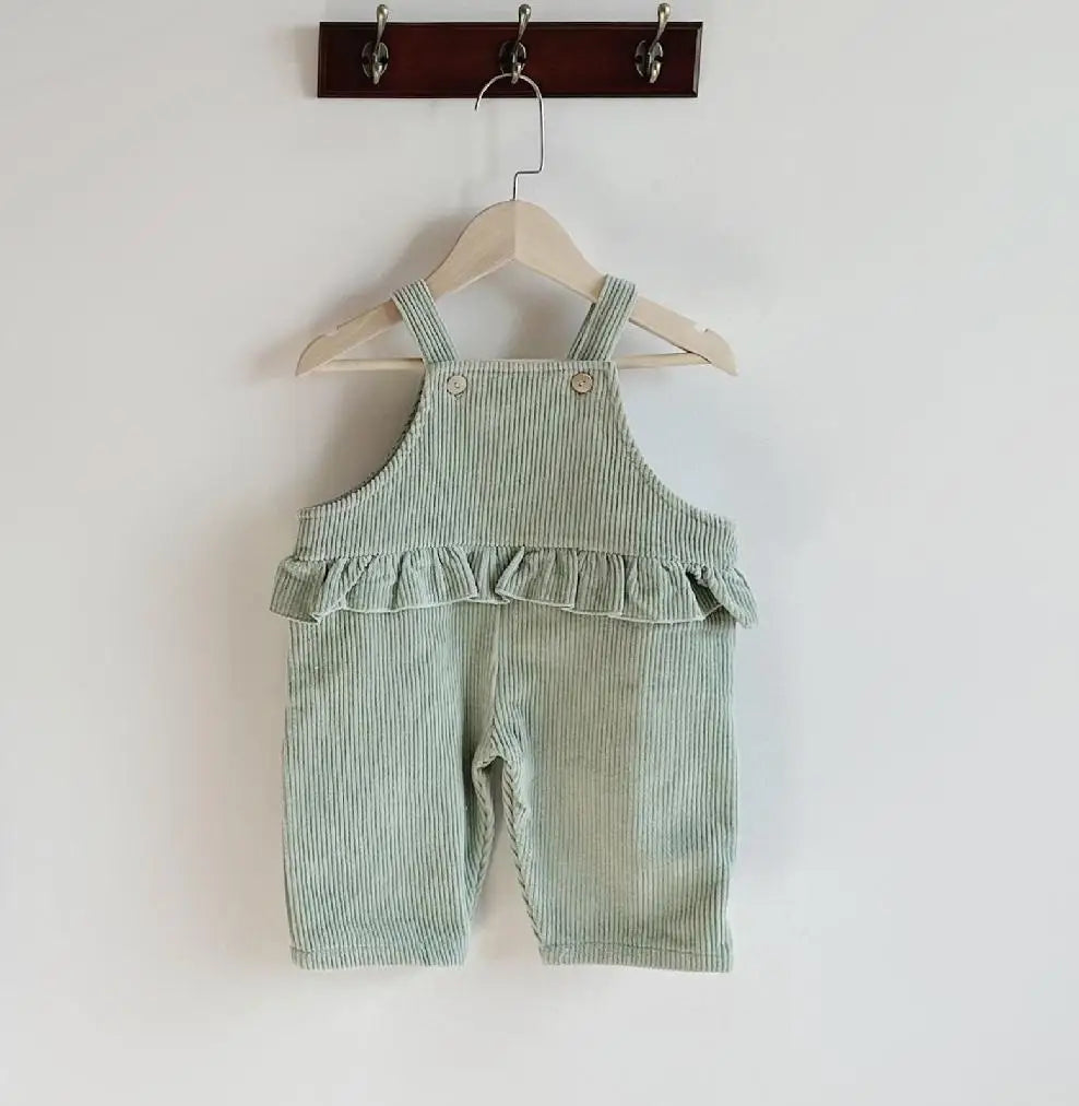 サロペットパンツ・サスペンダーパンツ green / 6M  66cm ベビーサロペット コーデュロイサスペンダーパンツ 長袖リブTシャツ