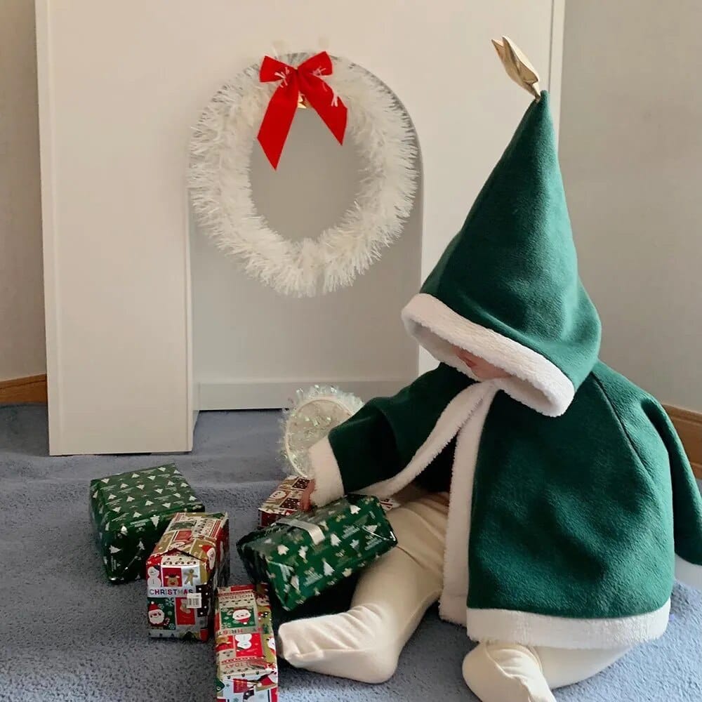 ショートコート・ジャケット・ジャンパー green / 73cm / 取り寄せ（7〜21日） ベビー クリスマスポンチョ ケープ コスチューム フーディ フード サンタ トナカイ レッド グリーン ブラウン 3カラー コスチューム ユニセックス 男の子 女の子 子供服