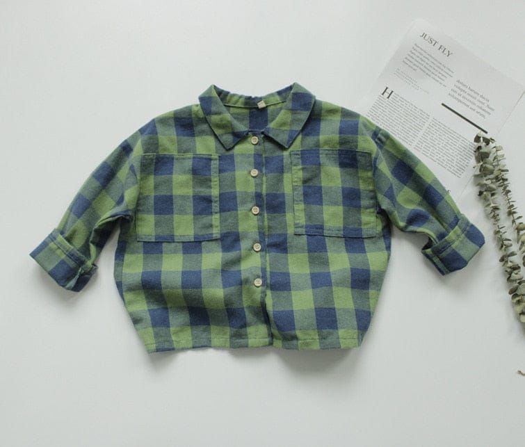 長袖シャツ・ブラウス green / 80cm キッズ ブロック チェック 長袖 シャツ