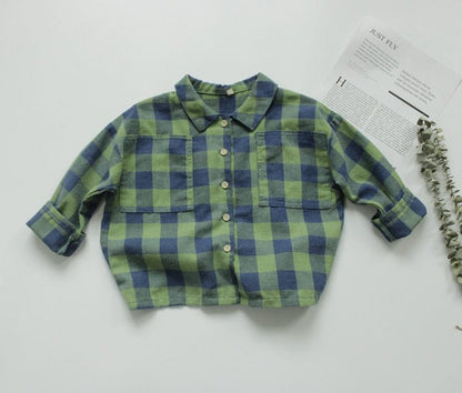 長袖シャツ・ブラウス green / 80cm キッズ ブロック チェック 長袖 シャツ