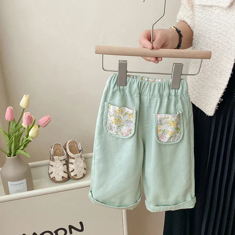 ロングパンツ・スウェットパンツ Green / 80cm キッズパンツ ルーズロングパンツ 薄手 パッチポケット ピンク/グリーン/2カラー【mh0004593】