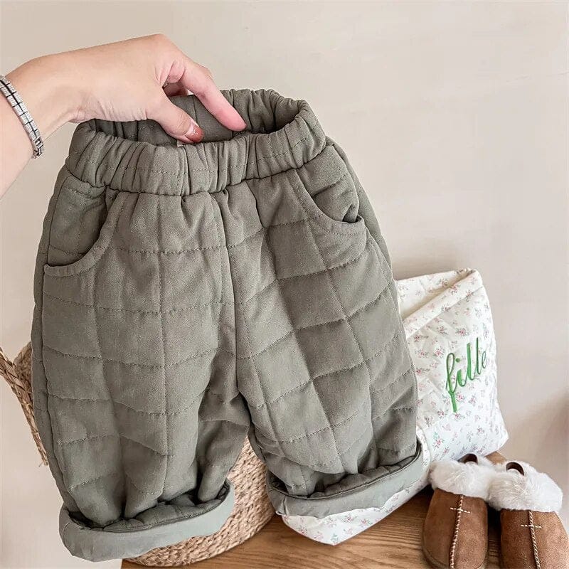 ロングパンツ・スウェットパンツ green / 80cm / 取り寄せ（7〜21日） キッズパンツ キルティング 厚手パンツ アウターパンツ レッド グリーン 2カラー ユニセックス 男の子 女の子 子供服