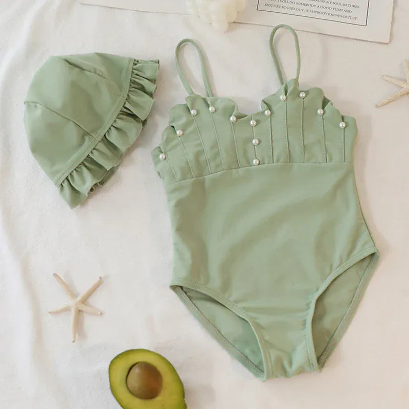 ベビー用水着 Green / 90cm キッズ水着 ワンピース チュチュ チュールスカート ドレス ガールズ スイムウェア  2カラー【mh0005124】