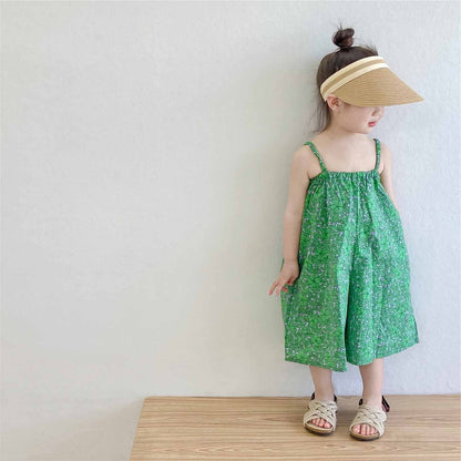 ノースリーブジャンプスーツ Green / 90cm キッズサロペット キャミソールジャンプスーツ ルーズ グリーン【mh0005836】