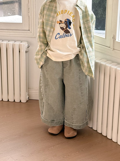 ロングパンツ・スウェットパンツ Green / 90cm キッズパンツ カラーワイドルーズパンツ【mh0009111】