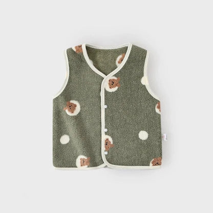 ベスト green / 9M 73cm ベビーキッズベスト フリースインナーウォームベスト【mh0007880】
