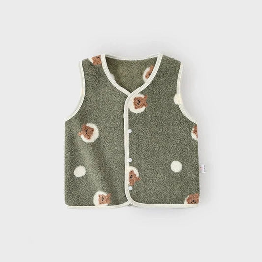 ベスト green / 9M 73cm ベビーキッズベスト フリースインナーウォームベスト【mh0007880】