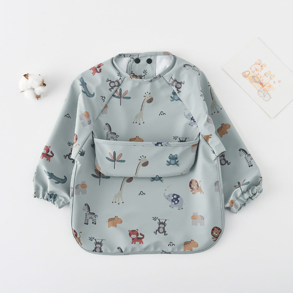 よだれかけ green animal kingdom / S Long Sleeve PU Waterproof Bib 長袖 PU 防水 お食事エプロン【mh0012236】