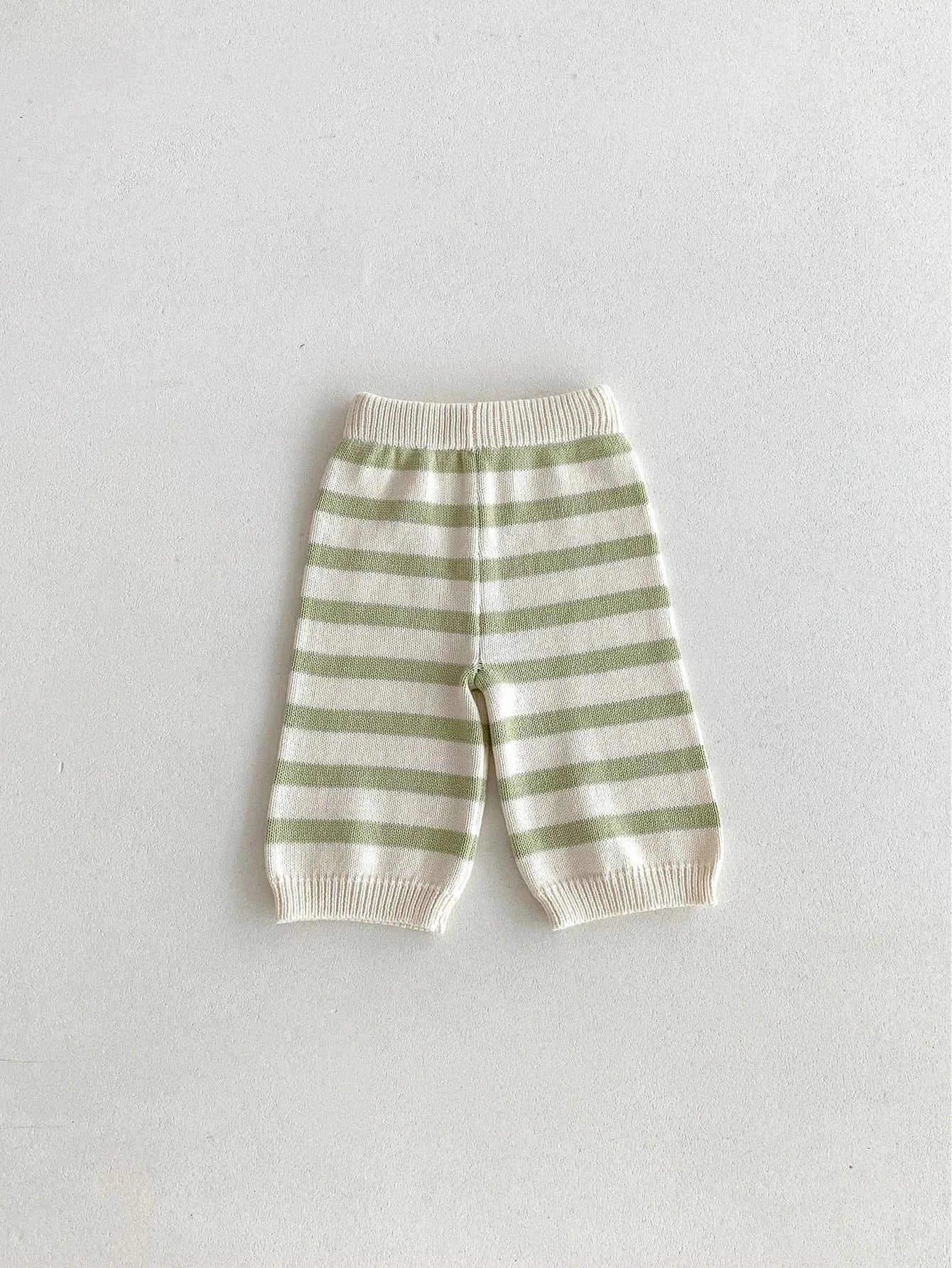 長袖セットアップ green pant / 73cm 6-9M ベビーキッズカーディガン/パンツ ベアくまワッペンボーダー襟付きニットジャケット/ニットロングパンツ 2カラー【mh0007415】