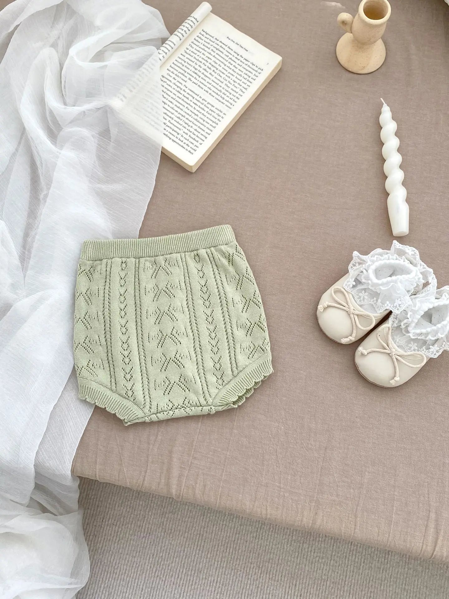 ブルマパンツ green shorts / 3T  100cm ベビーパンツ レースニット サマーニット ブルマパンツ 2カラー