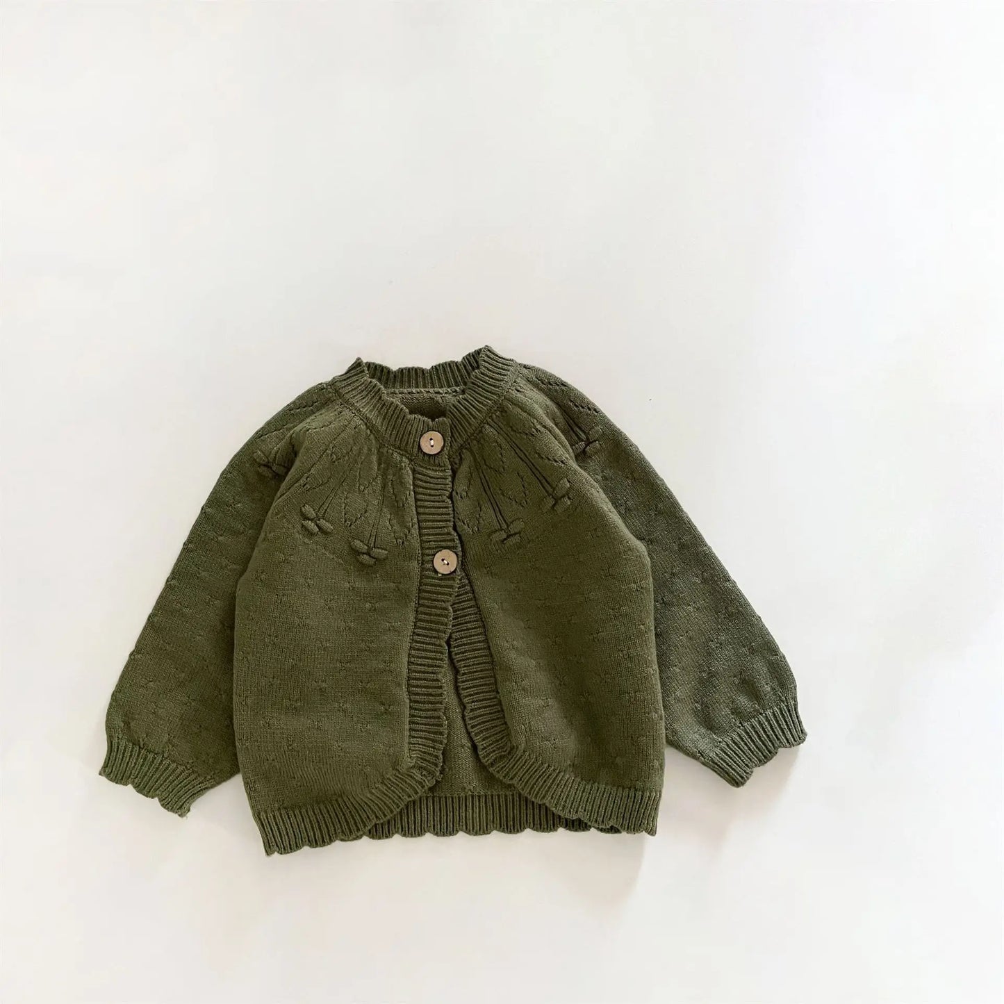 カーディガン・パーカー green sweater / 6M  66CM ベビーカーディガン ロンパース ニットカーディガンセーター ニットサスペンダーボディスーツ 2カラー【mh0004401】