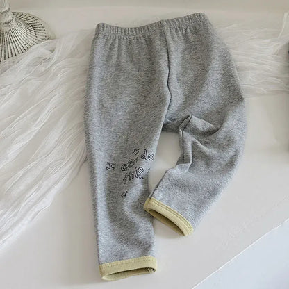 レギンスパンツ Grey / 3-6M 66cm ベビーパンツ レターロゴプリントレギンスパンツ 2カラー【mh0006947】