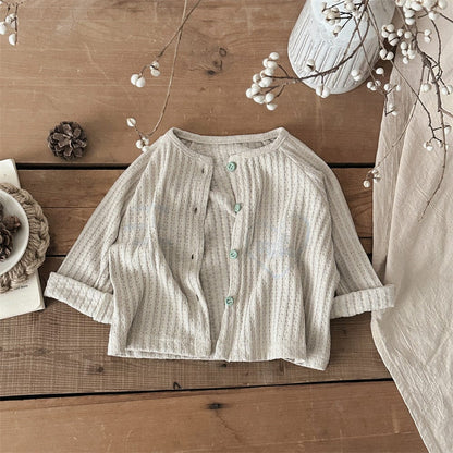 カーディガン・パーカー Grey / 73cm ベビーカーディガン 無地/ロゴプリントレース長袖カーディガン【mh0009094】