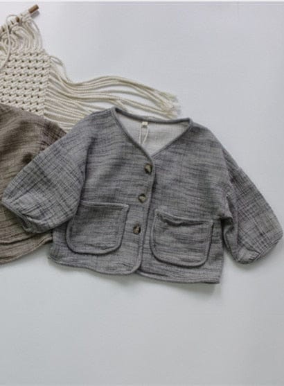 ショートコート・ジャケット・ジャンパー grey / 80cm キッズ 薄手 コットンリネン カーディガン ジャケット