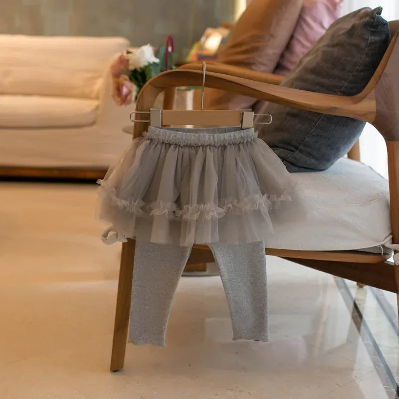 レギンスパンツ Grey / 80cm キッズパンツ チュチュチュールスカートドッキングレギンスパンツ 3カラー【mh0006923】