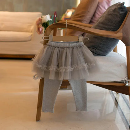 レギンスパンツ Grey / 80cm キッズパンツ チュチュチュールスカートドッキングレギンスパンツ 3カラー【mh0006923】